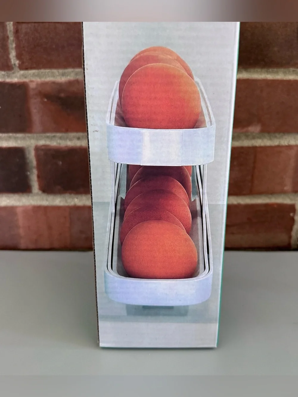 Egg Dispenser Refrigerator Organizer 2-Tier Gravity Feed Holds 12-14 Eggs White